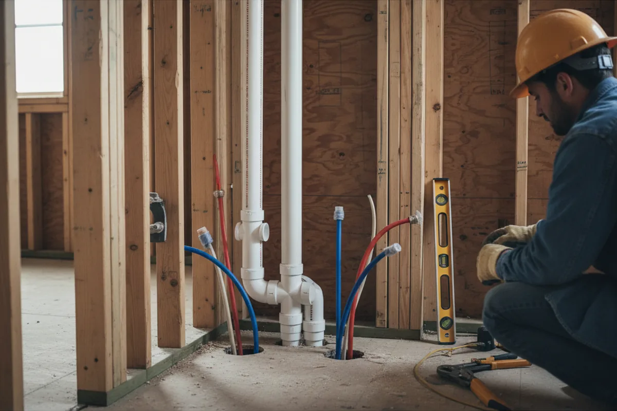 Drain and supply rough-in during Garbage Disposal Repair in Wilmette